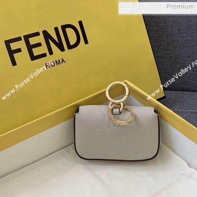 Fendi NANO BAGUETTE Charm Bag in Grainy Leather Grey 2020 (AFEI-20041345)