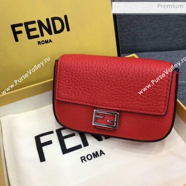 Fendi NANO BAGUETTE Charm Bag in Grainy Leather Red 2020 (AFEI-20041344)