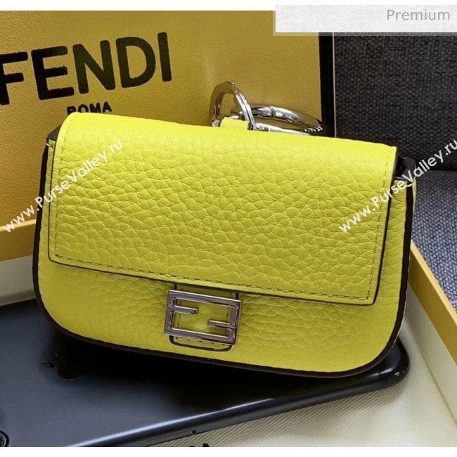 Fendi NANO BAGUETTE Charm Bag in Grainy Leather Yeelow 2020 (AFEI-20041346)