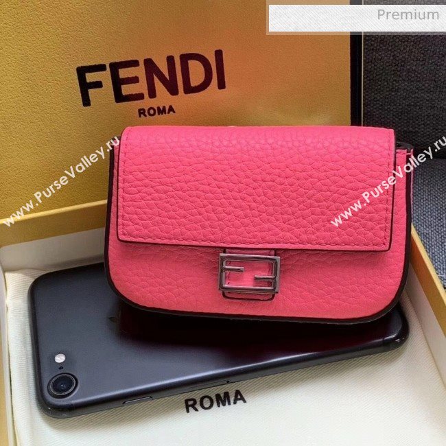 Fendi NANO BAGUETTE Charm Bag in Grainy Leather Rosy 2020 (AFEI-20041347)