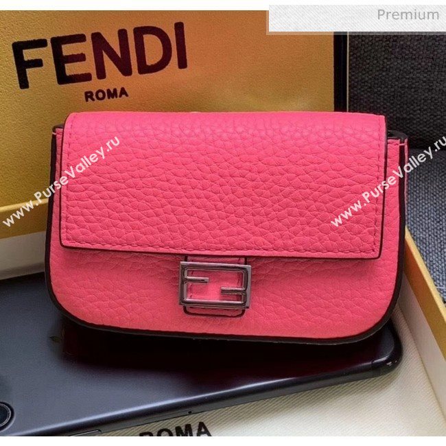 Fendi NANO BAGUETTE Charm Bag in Grainy Leather Rosy 2020 (AFEI-20041347)