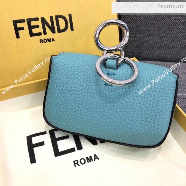 Fendi NANO BAGUETTE Charm Bag in Grainy Leather Blue 2020 (AFEI-20041348)