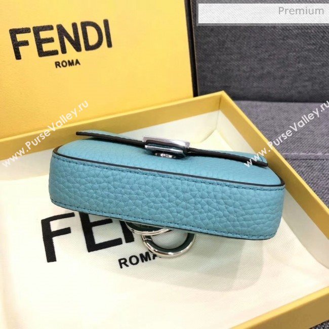 Fendi NANO BAGUETTE Charm Bag in Grainy Leather Blue 2020 (AFEI-20041348)