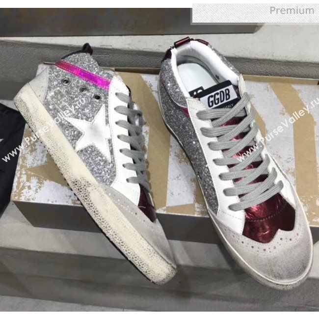 Golden Goose GGDB Glitter Mid-Star Sneakers Silver 2020 (13-20041633)