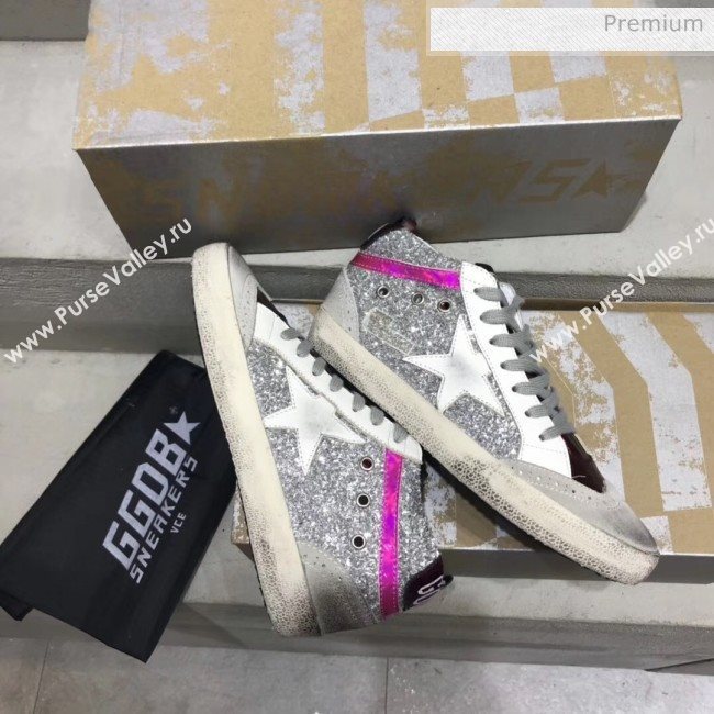 Golden Goose GGDB Glitter Mid-Star Sneakers Silver 2020 (13-20041633)