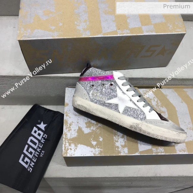 Golden Goose GGDB Glitter Mid-Star Sneakers Silver 2020 (13-20041633)