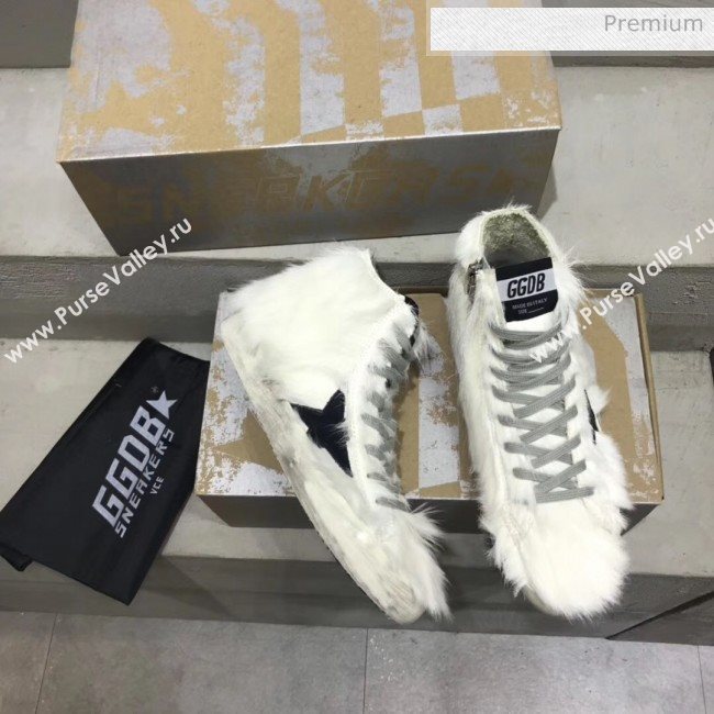 Golden Goose GGDB Calfskin Star Fur High-Top Sneaker White 2020 (13-20041635)