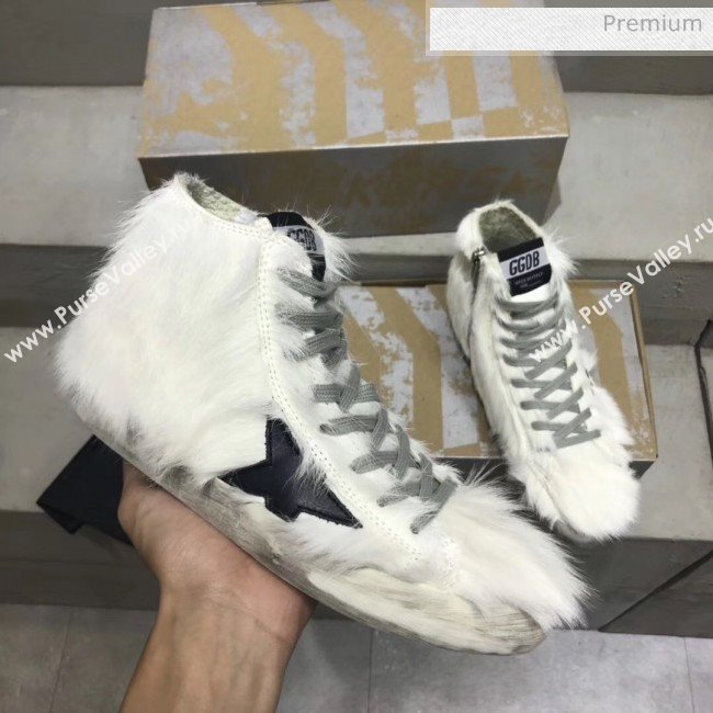 Golden Goose GGDB Calfskin Star Fur High-Top Sneaker White 2020 (13-20041635)