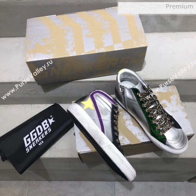 Golden Goose GGDB Calfskin Star Slide Sneakers Silver/Purple 2020 (13-20041637)