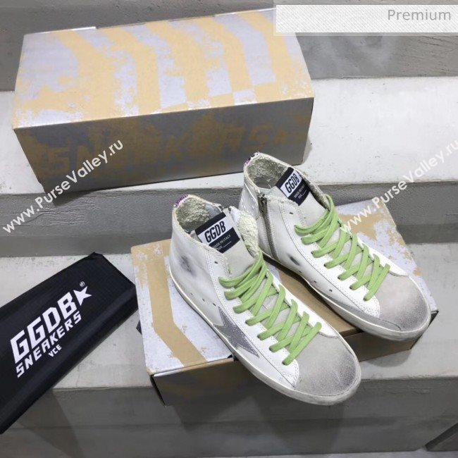 Golden Goose GGDB Calfskin Star Francy Sneaker White/Silver/Green 2020 (13-20041640)