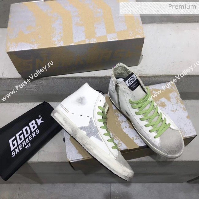 Golden Goose GGDB Calfskin Star Francy Sneaker White/Silver/Green 2020 (13-20041640)