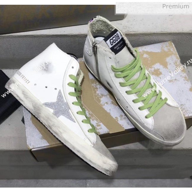 Golden Goose GGDB Calfskin Star Francy Sneaker White/Silver/Green 2020 (13-20041640)