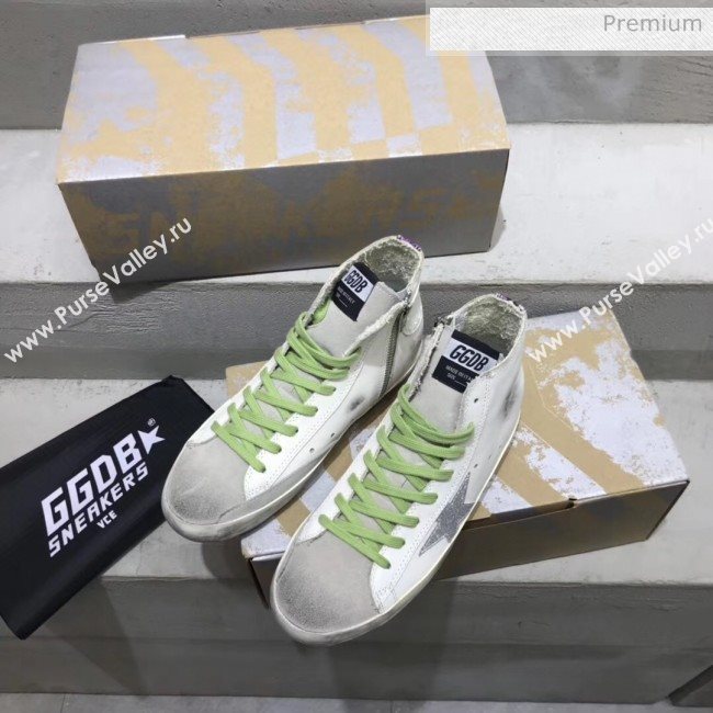 Golden Goose GGDB Calfskin Star Francy Sneaker White/Silver/Green 2020 (13-20041640)