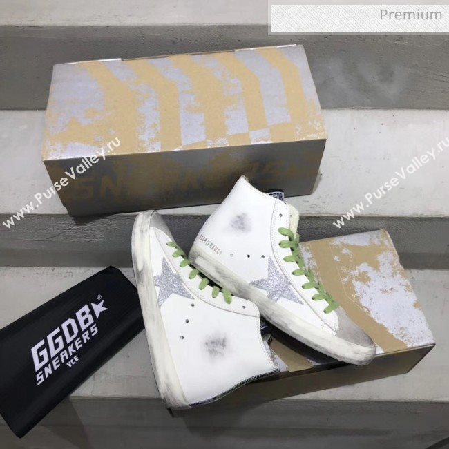 Golden Goose GGDB Calfskin Star Francy Sneaker White/Silver/Green 2020 (13-20041640)