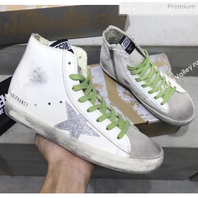 Golden Goose GGDB Calfskin Star Francy Sneaker White/Silver/Green 2020 (13-20041640)