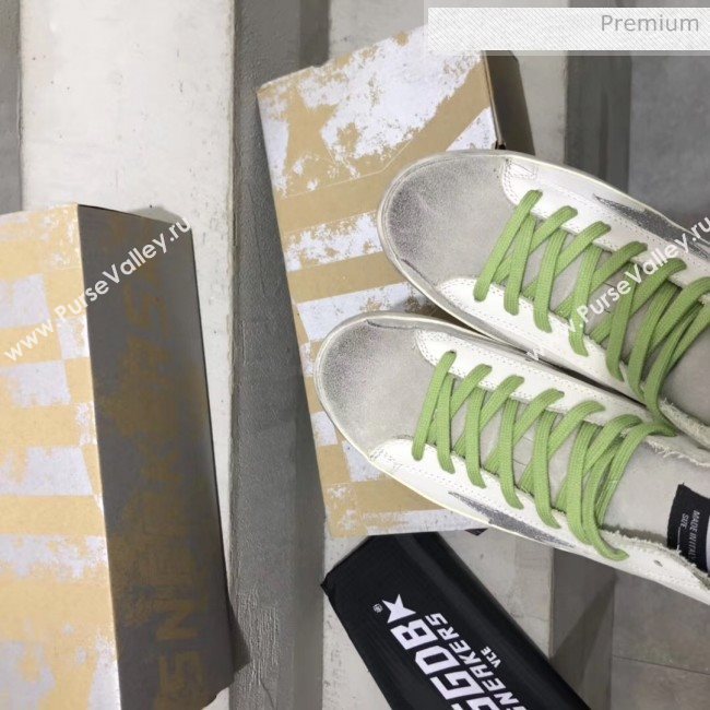 Golden Goose GGDB Calfskin Star Francy Sneaker White/Silver/Green 2020 (13-20041640)