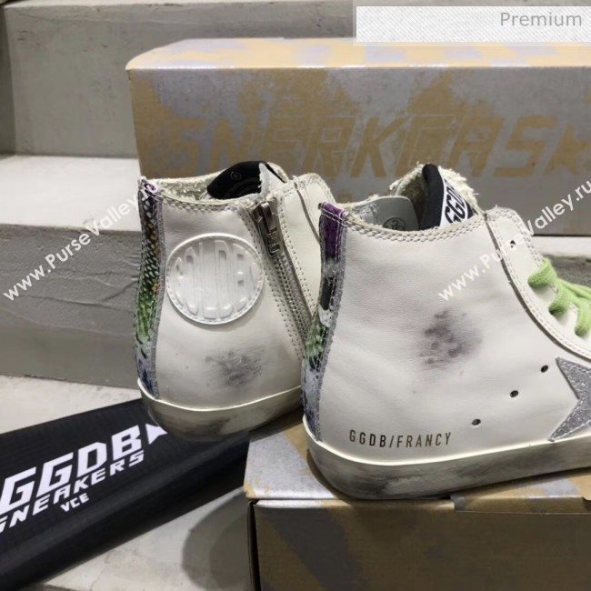 Golden Goose GGDB Calfskin Star Francy Sneaker White/Silver/Green 2020 (13-20041640)