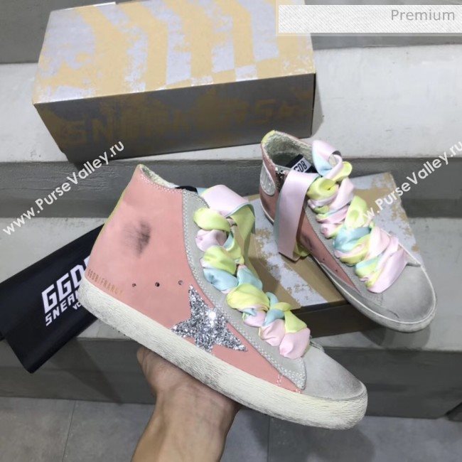 Golden Goose GGDB Calfskin Star Sneaker Pink/Silver Glitter 2020 (13-20041642)