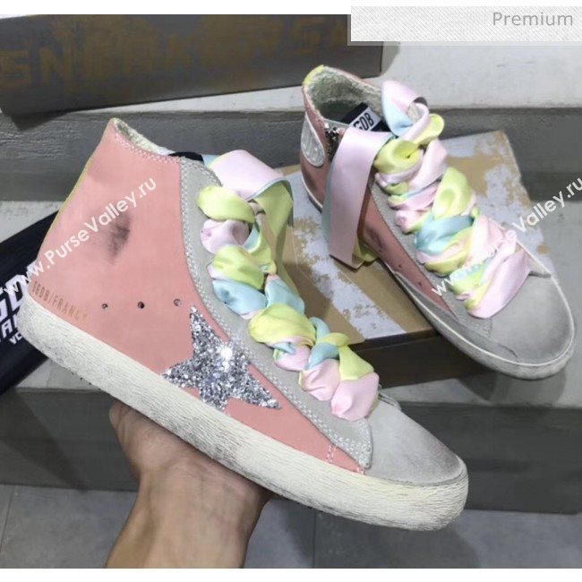 Golden Goose GGDB Calfskin Star Sneaker Pink/Silver Glitter 2020 (13-20041642)