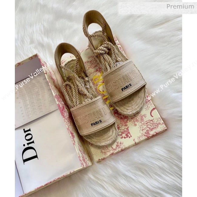 Dior Granville Dior Oblique Embroidered Cotton Lace-up Espadrille Sandal 2020 (HB-20041554)