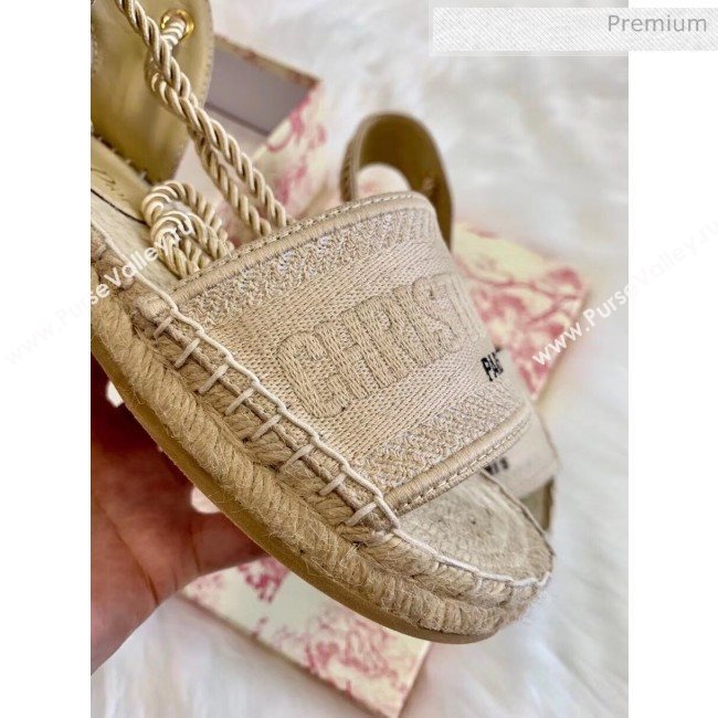 Dior Granville Dior Oblique Embroidered Cotton Lace-up Espadrille Sandal 2020 (HB-20041554)