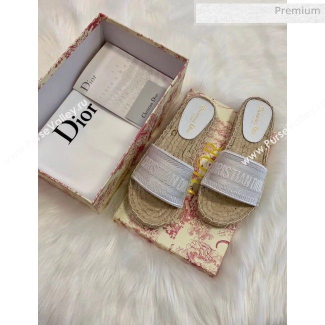 Dior Granville Embroidered Cotton Espadrille Mule White 2020 (HB-20041555)