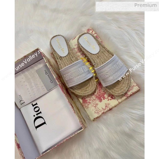 Dior Granville Embroidered Cotton Espadrille Mule White 2020 (HB-20041555)
