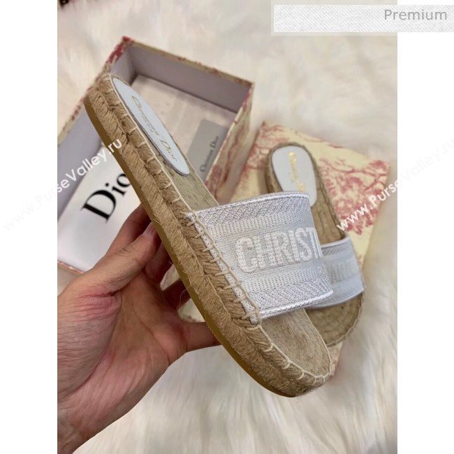 Dior Granville Embroidered Cotton Espadrille Mule White 2020 (HB-20041555)