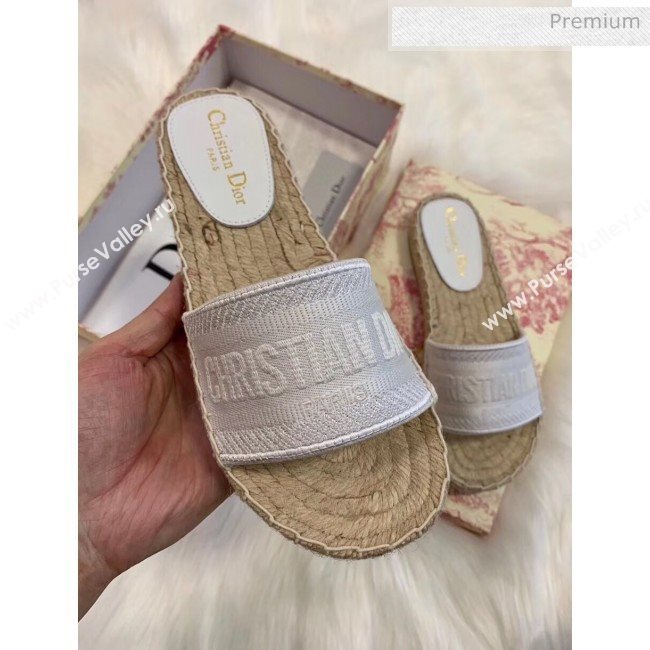 Dior Granville Embroidered Cotton Espadrille Mule White 2020 (HB-20041555)