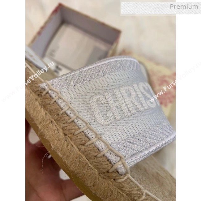 Dior Granville Embroidered Cotton Espadrille Mule White 2020 (HB-20041555)