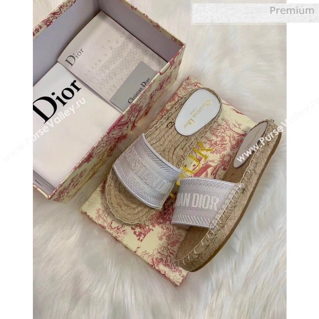 Dior Granville Embroidered Cotton Espadrille Mule White 2020 (HB-20041555)