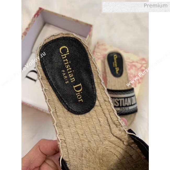 Dior Granville Embroidered Cotton Espadrille Mule Black 2020 (HB-20041556)