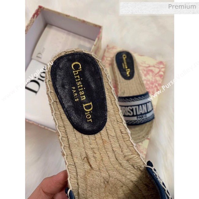 Dior Granville Embroidered Cotton Espadrille Mule Deep Blue 2020 (HB-20041557)