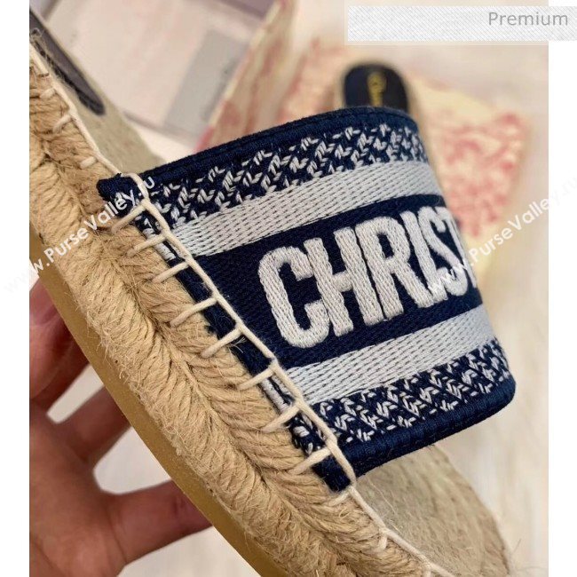 Dior Granville Embroidered Cotton Espadrille Mule Deep Blue 2020 (HB-20041557)