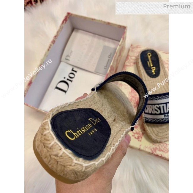 Dior Granville Embroidered Cotton Espadrille Mule Deep Blue 2020 (HB-20041557)