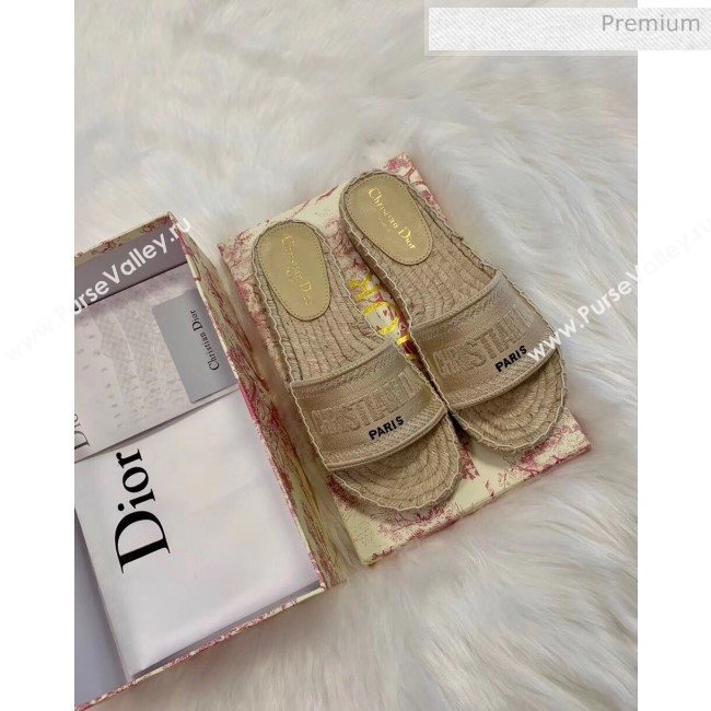 Dior Granville Embroidered Cotton Espadrille Mule Beige 2020 (HB-20041558)