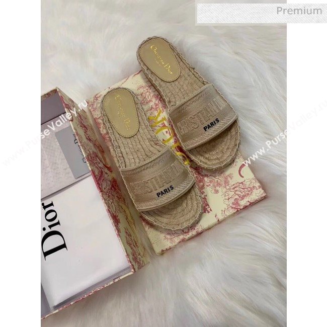 Dior Granville Embroidered Cotton Espadrille Mule Beige 2020 (HB-20041558)