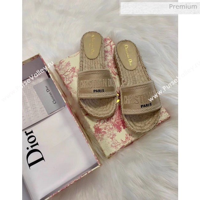 Dior Granville Embroidered Cotton Espadrille Mule Beige 2020 (HB-20041558)