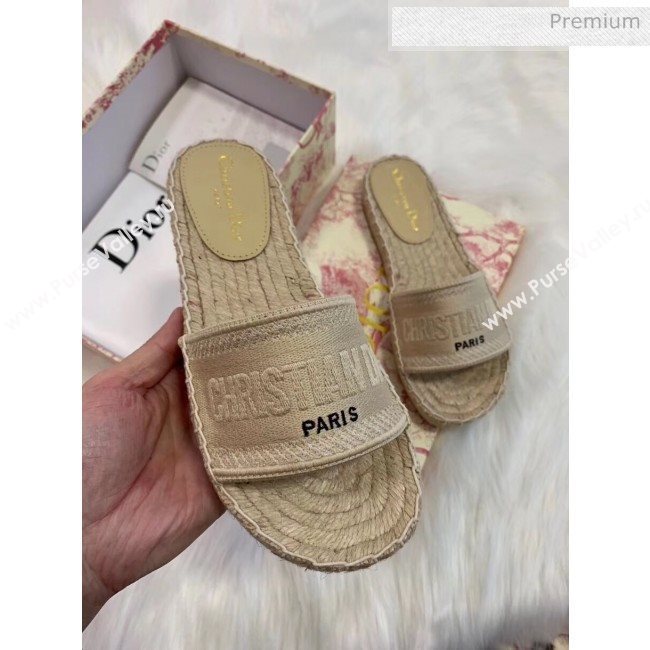 Dior Granville Embroidered Cotton Espadrille Mule Beige 2020 (HB-20041558)
