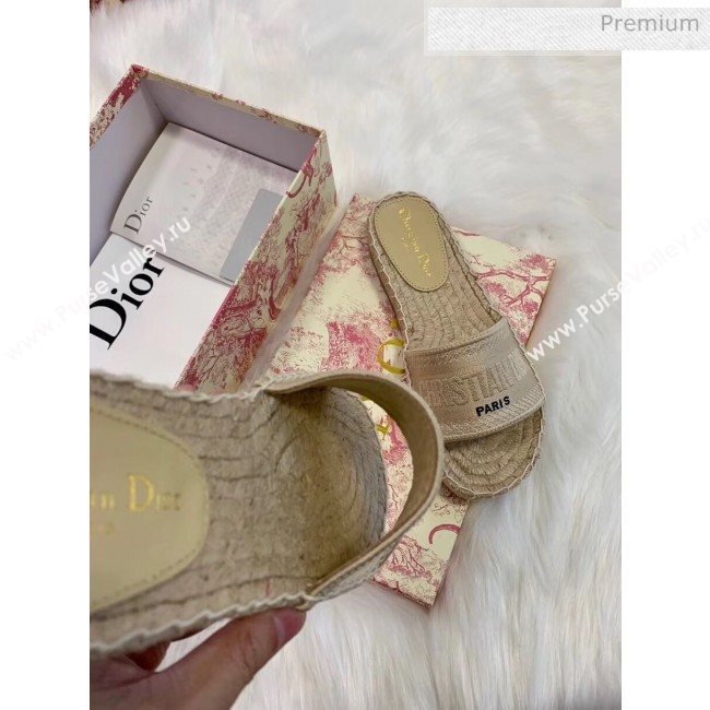 Dior Granville Embroidered Cotton Espadrille Mule Beige 2020 (HB-20041558)
