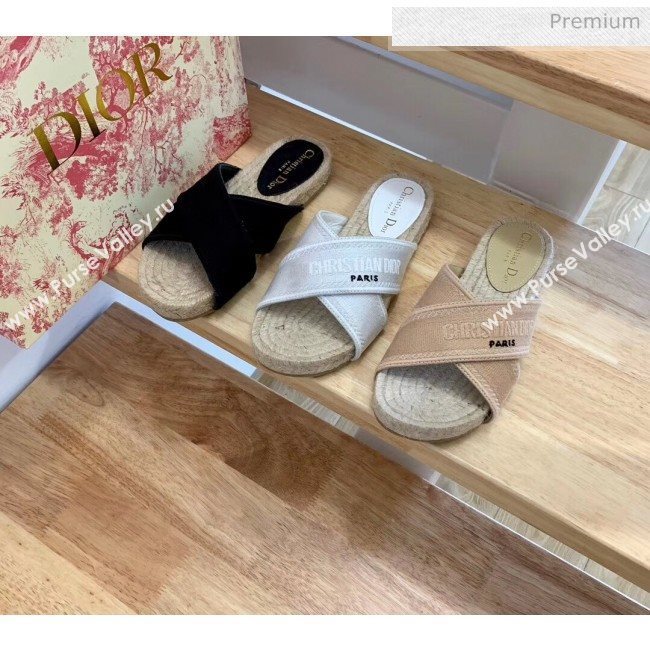 Dior Granville Embroidered Cotton Mule Sandals Black 2020 (HB-20041559)