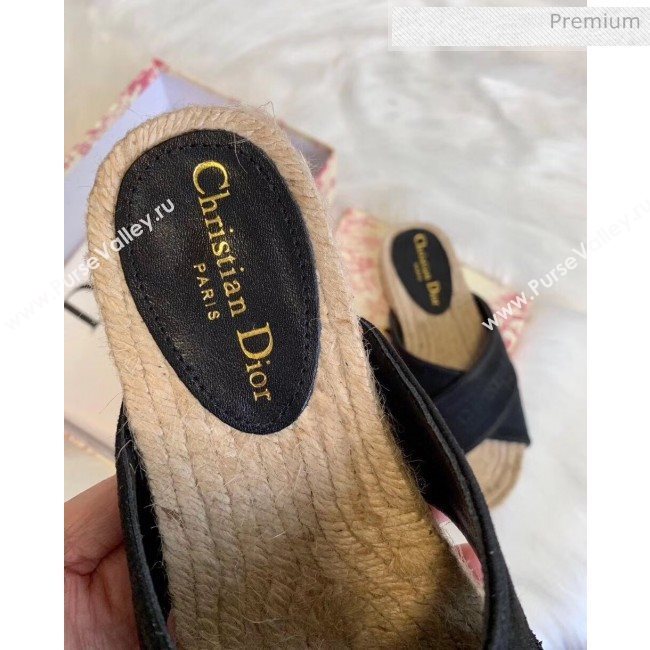 Dior Granville Embroidered Cotton Mule Sandals Black 2020 (HB-20041559)