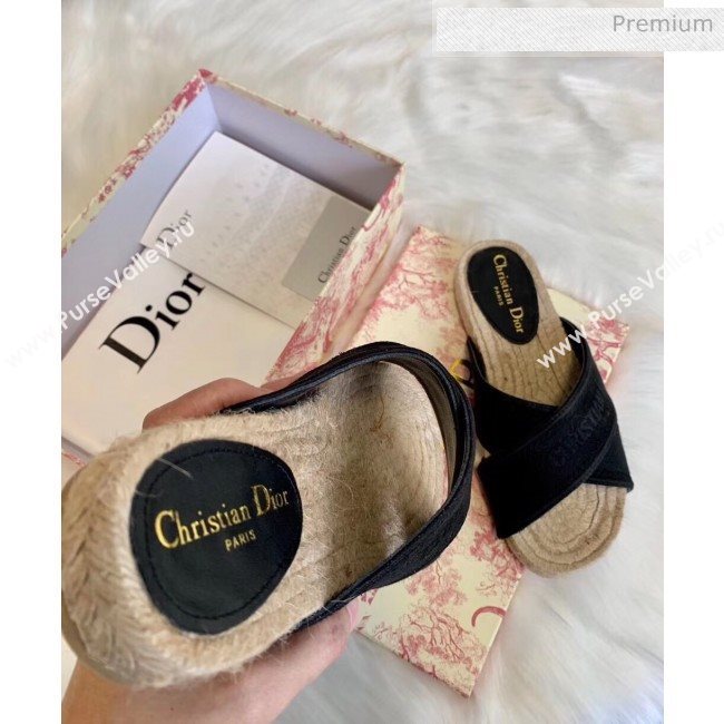 Dior Granville Embroidered Cotton Mule Sandals Black 2020 (HB-20041559)
