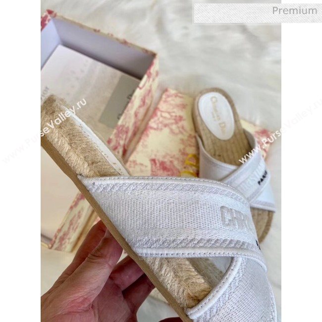 Dior Granville Embroidered Cotton Mule Sandals White 2020 (HB-20041560)