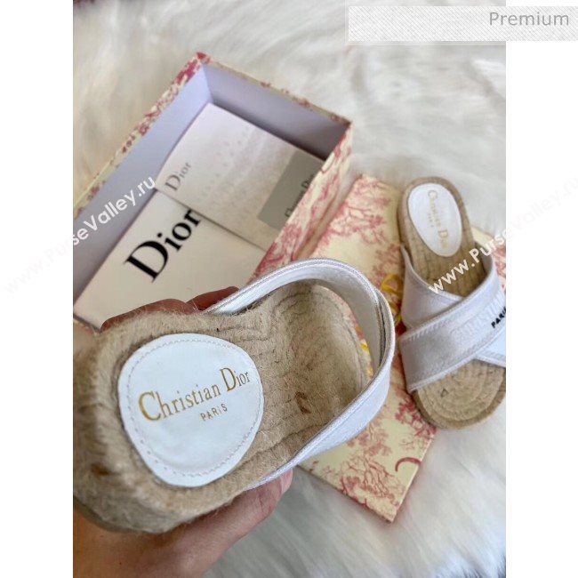 Dior Granville Embroidered Cotton Mule Sandals White 2020 (HB-20041560)