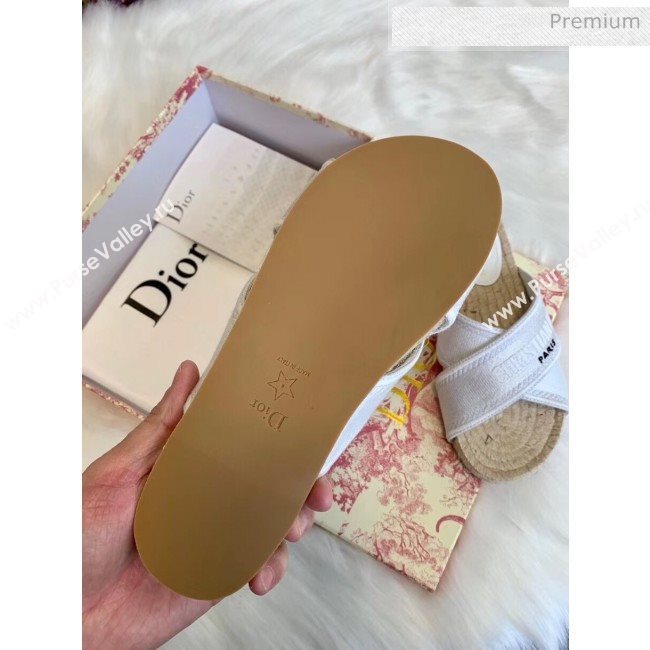 Dior Granville Embroidered Cotton Mule Sandals White 2020 (HB-20041560)