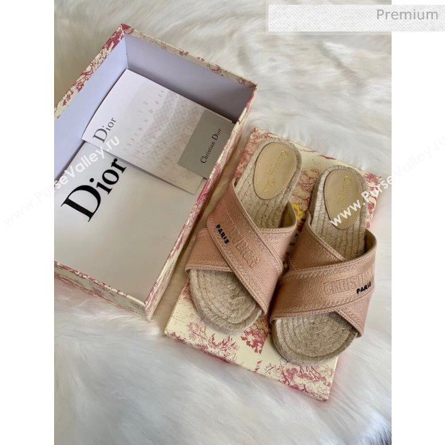 Dior Granville Embroidered Cotton Mule Sandals Cream 2020 (HB-20041561)