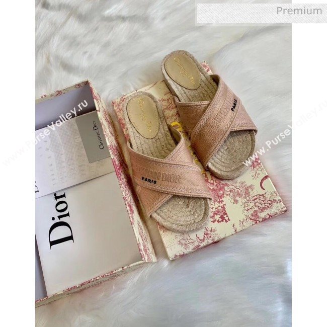 Dior Granville Embroidered Cotton Mule Sandals Cream 2020 (HB-20041561)