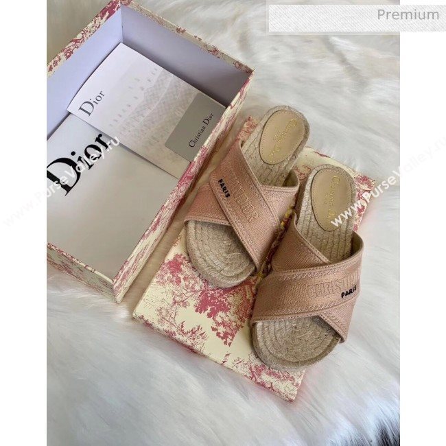 Dior Granville Embroidered Cotton Mule Sandals Cream 2020 (HB-20041561)