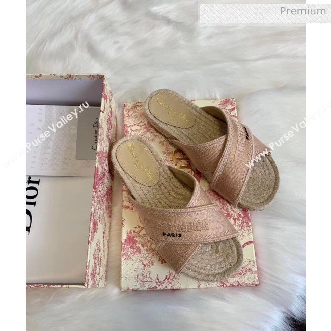 Dior Granville Embroidered Cotton Mule Sandals Cream 2020 (HB-20041561)